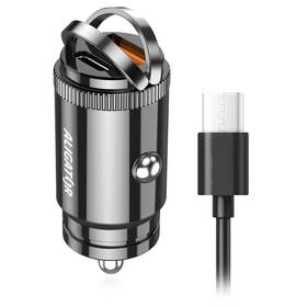 Adaptér do auta Aligator CHPD0007, PD 30W, 1xUSB, 1xUSB-C + kabel USB-C černý

