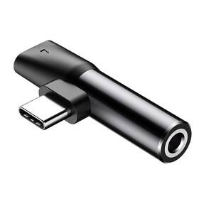 Redukce Baseus USB-C samec / USB-C samice /3,5mm Jack samice černá barva
