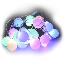 Vánoční osvětlení Solight řetěz - barevné koule, 20x LED, 2m, 2x AA 

