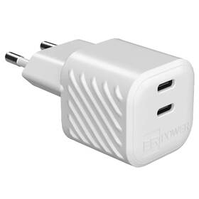 Nabíječka do sítě ERPOWER Dual mini GaN 65W 2xUSB-C bílá

