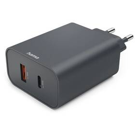 Nabíječka do sítě Hama Ecosential 1xUSB-C/1xUSB-A, PD/QC, 45 W šedá

