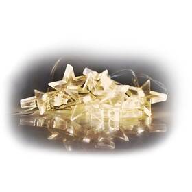 Vánoční osvětlení Solight řetěz - hvězdy, 1,5m, 10 LED, 2 x AA, teplá bílá 

