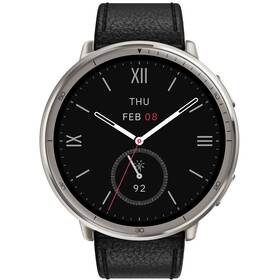 Chytré hodinky Amazfit Active 2 Premium NFC (Round) s koženým řemínkem černá barva
