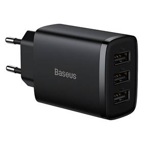 Nabíječka do sítě Baseus 3x USB-A 17 W černá

