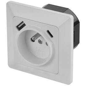 Zásuvka EMOS jednonásobná s USB-A a USB-C bílá

