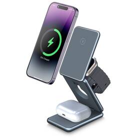 Bezdrátová nabíječka WG Tower of Charge 3v1 šedá

