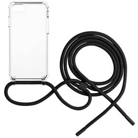 Kryt na mobil FIXED Pure Neck s černou šňůrkou na krk na Apple iPhone 7/8/SE (2020/2022) průhledný


