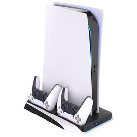 Dokovací stanice FIXED pro PlayStation 5 s chlazením a nabíjením pro dva ovladače DualSense černá/bílá

