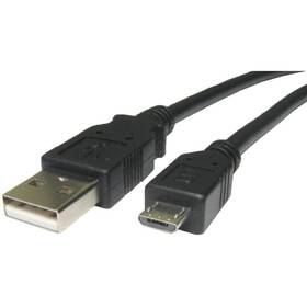 Kabel AQ Micro USB - USB 2.0 A kabel, M/ M, 1,8 m černý

