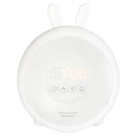 Dětská LED lampička Rabbit & Friends zajíček s budíkem bílá

