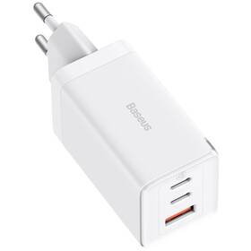 Nabíječka do sítě Baseus GaN5 Pro, 2x USB-C, USB-A, 65W + USB-C kabel 1m bílá

