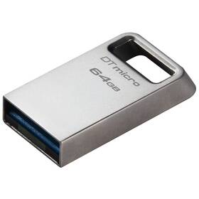 USB Flash Kingston DataTraveler Micro Metal 64GB stříbrná barva
