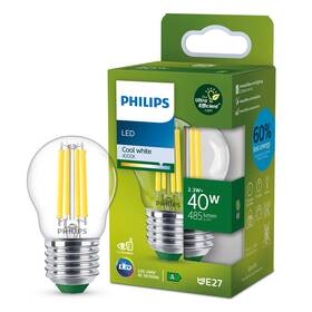Žárovka LED Philips 40W, filament, P45, E27, neutrální bílá 

