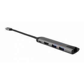 USB Hub Verbatim USB-C/2xUSB 3.0, HDMI, RJ45 šedý

