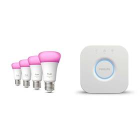 Chytrá žárovka Philips Bluetooth, E27, 810 lm, White and Color Ambiance (4 ks) + Ovladač Philips Hue Bridge 2.0 

