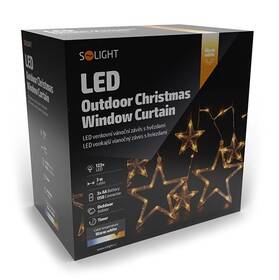 Vánoční osvětlení Solight závěs - hvězdy, šíře 3m, 123LED, IP44, 3xAA, teplá bílá 

