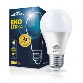Žárovka LED ETA EKO LEDka klasik 8,5W, E27, neutrální bílá 
 Žárovka LED ETA EKO LEDka klasik 8,5W, E27, neutrální bílá