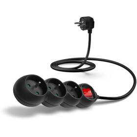 Kabel prodlužovací Connect IT 3x zásuvka, s vypínačem, 1,5m černý

