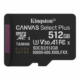 Paměťová karta Kingston Canvas Select Plus MicroSDXC 512GB UHS-I U3 (R150/W30) černá

