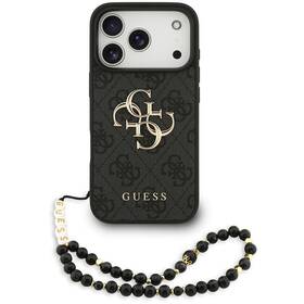 Kryt na mobil Guess PU 4G Metal Logo Strap na Apple iPhone 17 Pro černý

