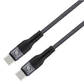 Kabel GoGEN USB-C / USB-C, 1 m, 60 W, opletený, zkumavka grafitový

