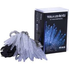 Vánoční osvětlení TESLA lighting vánoční řetěz rampouch, 50 LED, 5m + 3m kabel, 230V, časovač, IP44 

