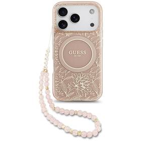 Kryt na mobil Guess IML Flowers Allover Strap MagSafe na Apple iPhone 17 Pro růžový


