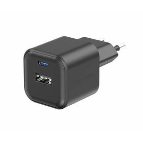 Nabíječka do sítě Swissten GAN 1x USB-C 20W PD + 1x USB-A 18W QC černá


