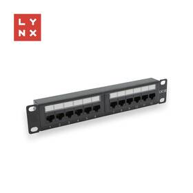 Držák Lynx 10" patch panel 12port, UTP Cat5e, 50µ, nestíněný černý

