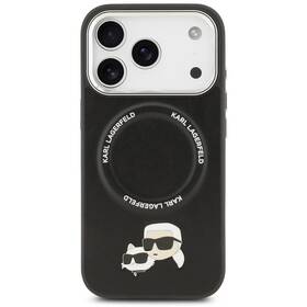 Kryt na mobil Karl Lagerfeld PU Karl and Choupette Heads Pins MagSafe na Apple iPhone 17 Pro černý


