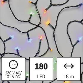 LED řetěz EMOS 180LED řetěz, 18 m, venkovní i vnitřní, multicolor, programy, časovač 

