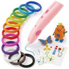 3D pero LAMAX ArtKid 3D + 37 metrů náplně + kreativní šablony růžové

