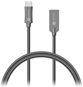 Kabel Connect IT Wirez Steel Knight USB/USB-C, ocelový, opletený, 1m šedý

