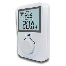Termostat Geti GRT01, drátový bílý

