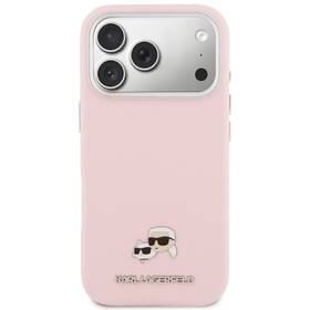 Kryt na mobil Karl Lagerfeld PU Karl and Choupette Heads Pins MagSafe na Apple iPhone 17 Pro růžový

