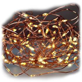Vánoční osvětlení Solight řetěz měděný, 100x mini LED, 10m, 3 x AA, teplá bílá 

