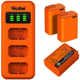 Nabíječka Rollei NP-FW50 Triple Charger Set (Sony) oranžová

