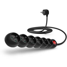 Kabel prodlužovací Connect IT 6x zásuvka, s vypínačem, 3m černý

