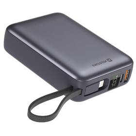 Powerbanka Swissten s integrovanými kabely USB-C a Lightning, 20000 mAh stříbrná

