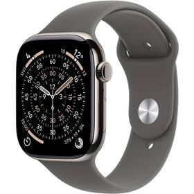 Chytré hodinky Apple GPS + Cellular 46mm přírodní titan - skálově šedý sportovní řemínek - S/M 

