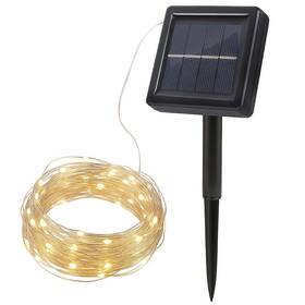 Párty osvětlení Solight LED solární řetěz, 200LED, 22m, teplá bílá černé

