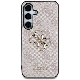 Kryt na mobil Guess PU 4G Metal Logo na Samsung Galaxy S25 růžový

