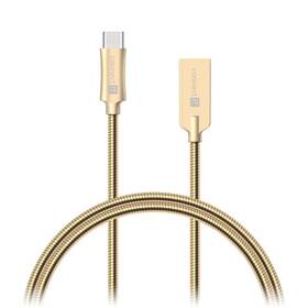 Kabel Connect IT Wirez Steel Knight USB/USB-C, ocelový, opletený, 1m zlatý

