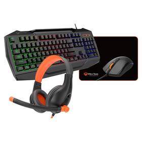 Klávesnice s myší Meetion C490, US layout + headset + mouse pad podložkou a sluchátky černá

