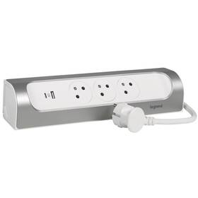 Kabel prodlužovací Legrand 3x zásuvka, USB, 1m bílá barva
