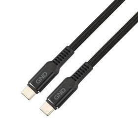 Kabel GND USB-C / USB-C, 1m, 100W, opletený černá barva
