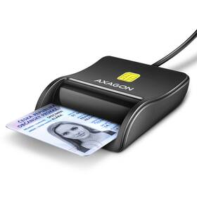 Čtečka eObčanek Axagon USB-A FlatReader, 1,3m černá

