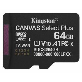 Paměťová karta Kingston Canvas Select Plus MicroSDXC 64GB UHS-I U1 (R100/W30) černá

