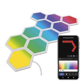Nástěnné svítidlo EMOS GoSmart, 19 W, RGB hexagons (10 ks) bílé

