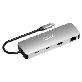 Dokovací stanice PORT CONNECT 9v1 USB-C, 1x 4K, 85W PD stříbrná

